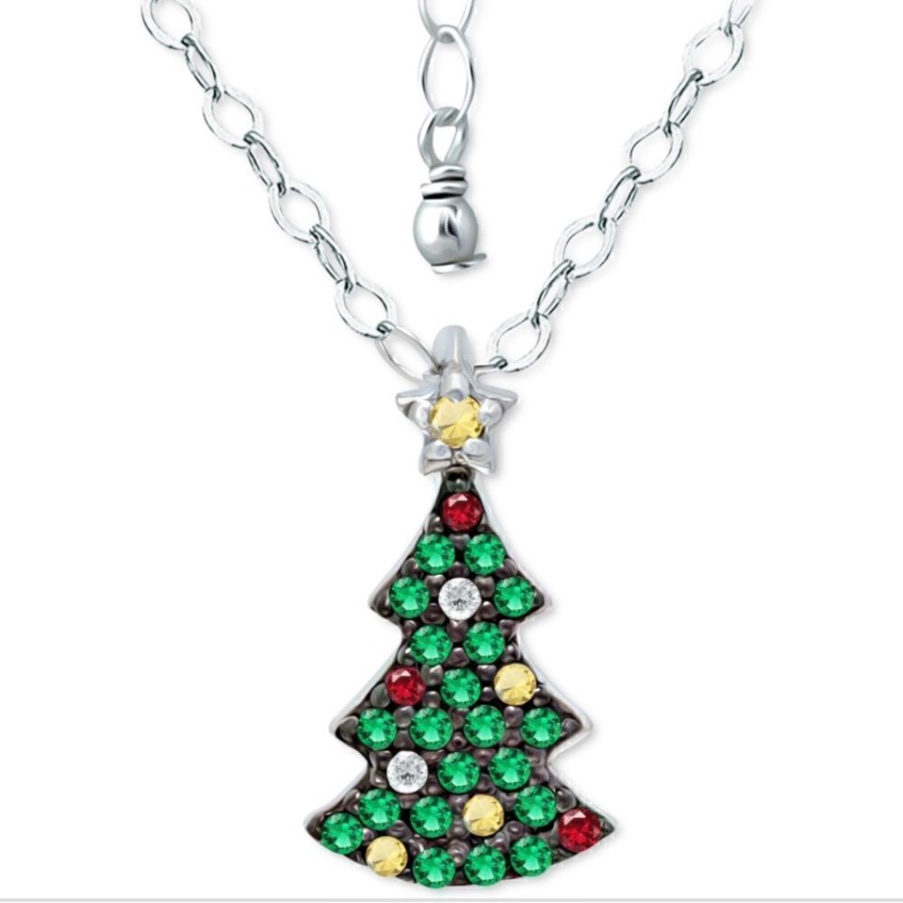 NWT Giani Bernini Sterling Silver CZChristmas Tree Pendant Necklace, 16"